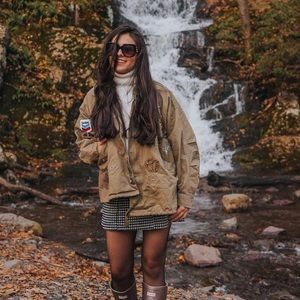 Wool blend houndstooth skirt